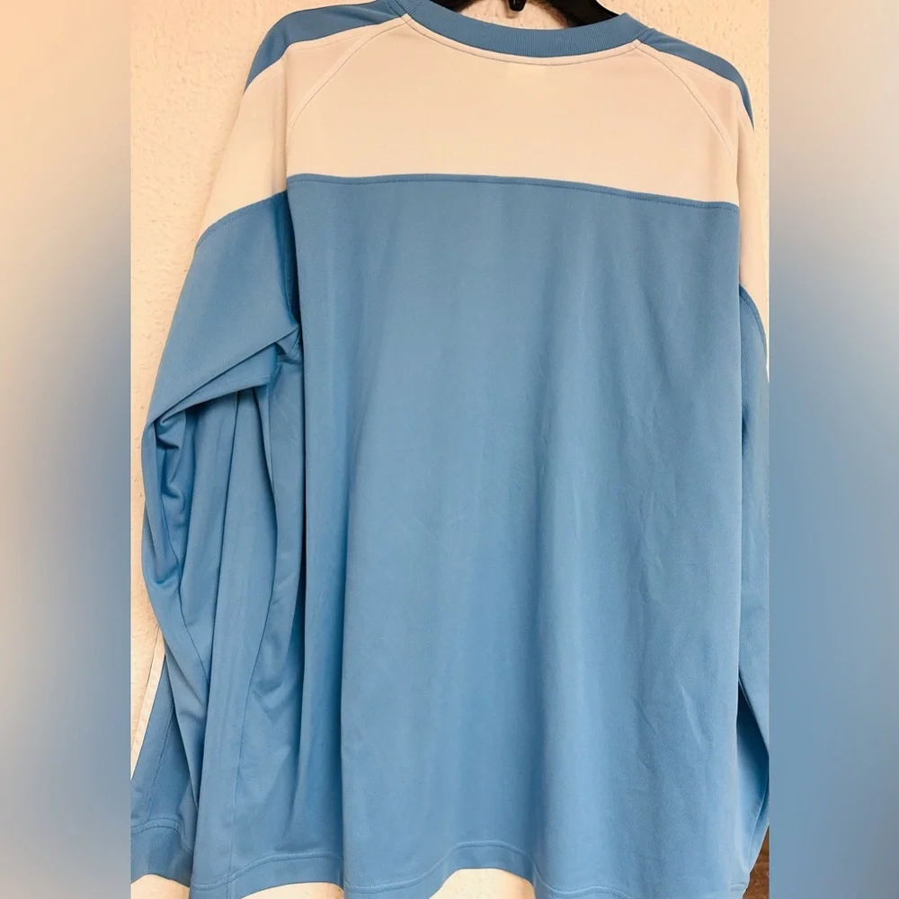 Adidas  Men’s XLT Baby Blue‎ long sleeve Striped shirt